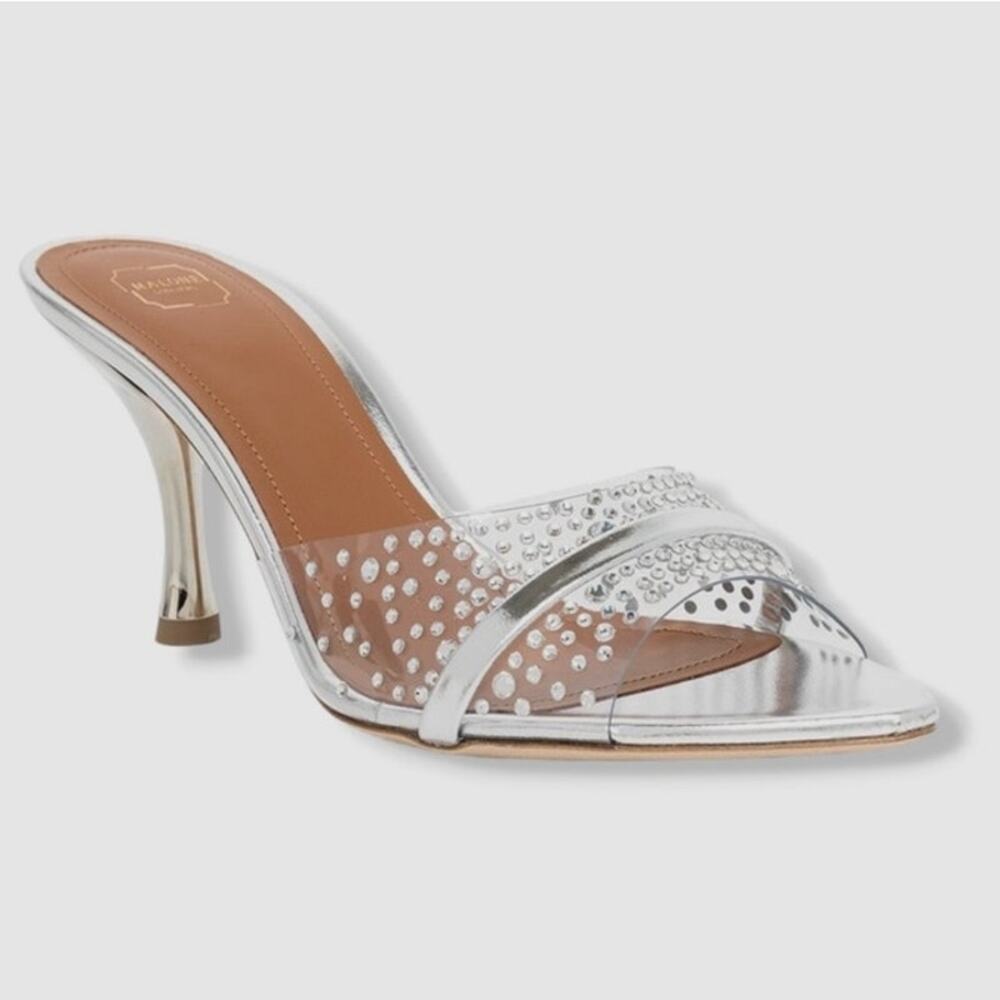Malone Souliers  Julia 90MM Heel Clear/Silver Sz 35